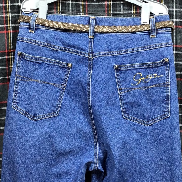 Vintage GEIGER Blue Denim Straight Leg High Rise Zip Front 5 Pocket - Picture 1 of 9